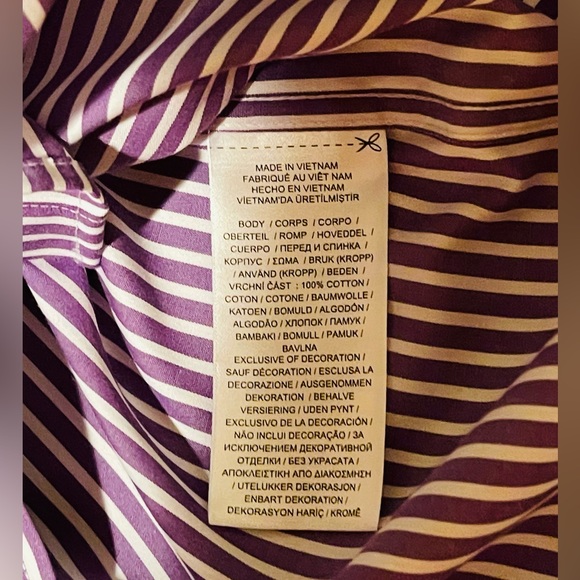 Lauren Ralph Lauren Purple/white striped Button Down shirt long sleeve Small - Picture 8 of 8